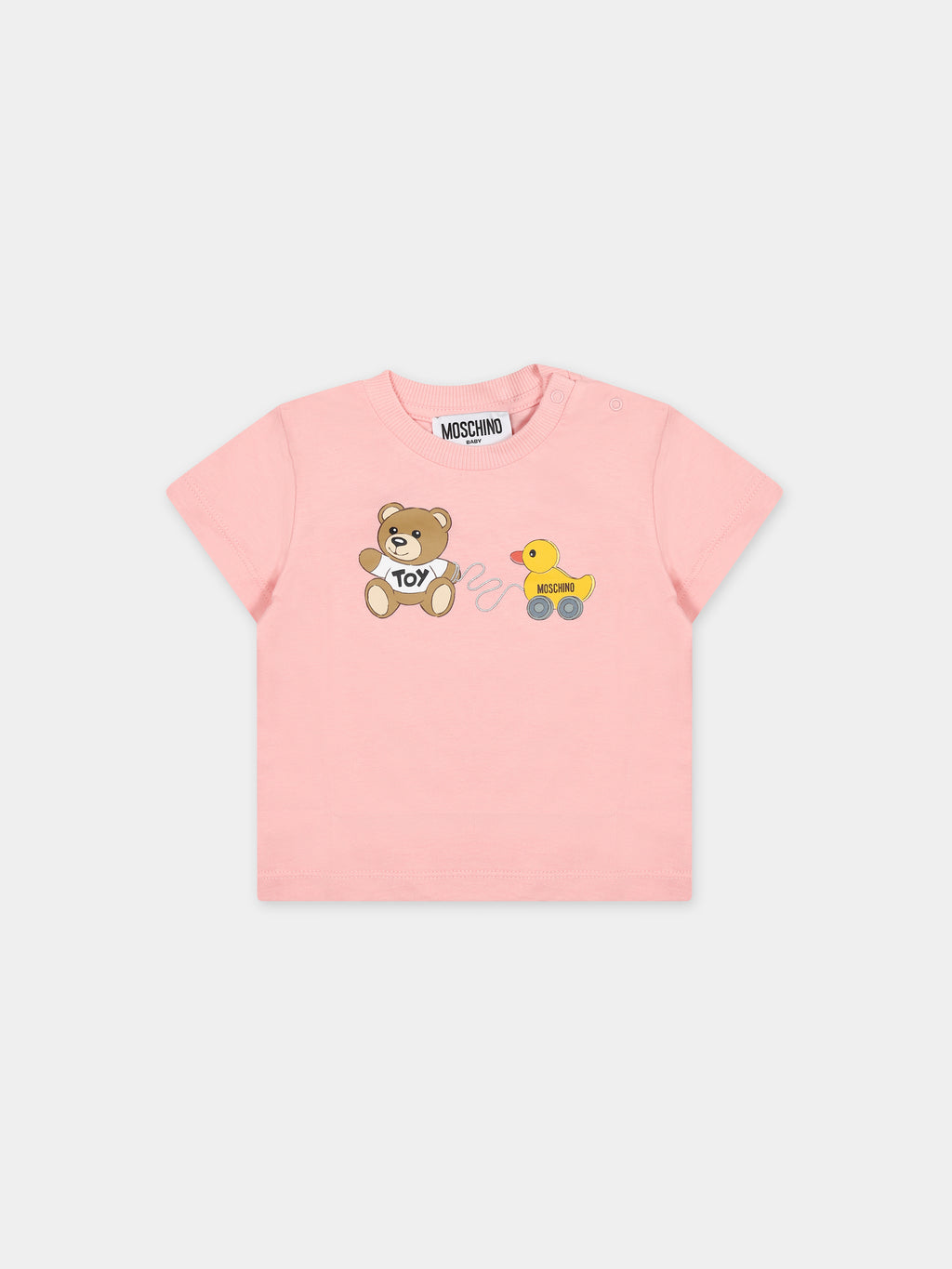 Pink t-shirt for baby girl with Teddy Bear and duck